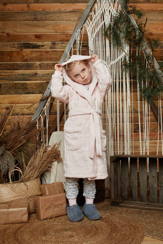 Szlafrok z kapturem Drina Italian Fashion - różowy