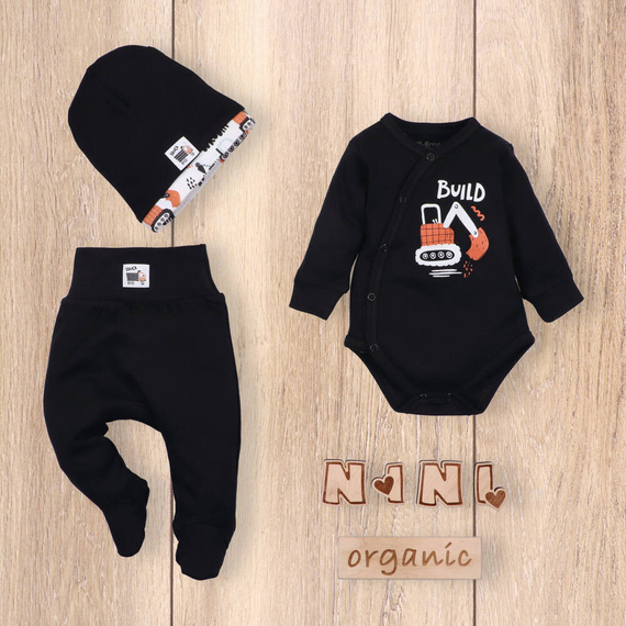 Czapka niemowlęca z bawełny organicznej The builder Nini czarny