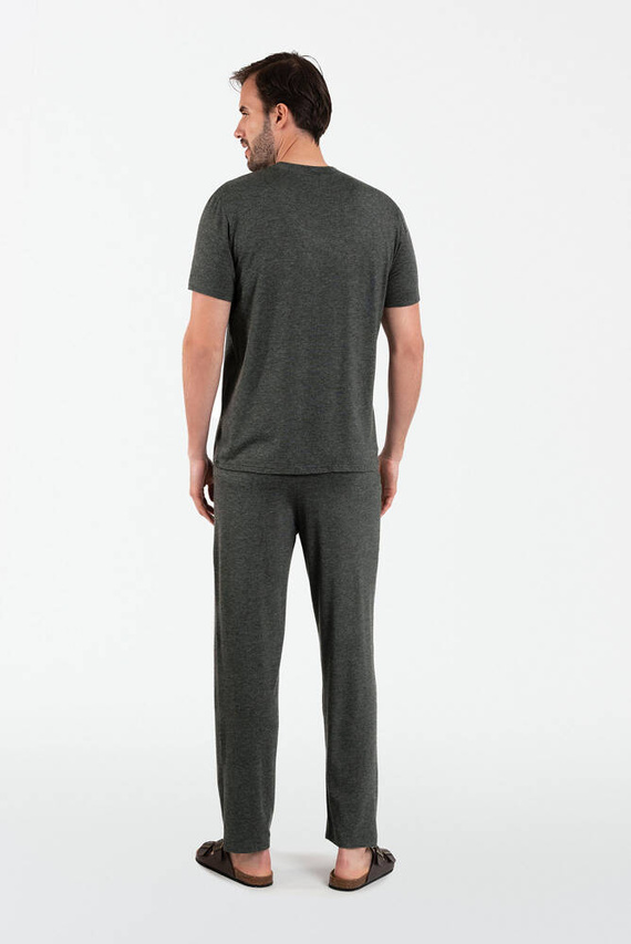 Piżama Męska krótki rękaw, długie spodnie Akord talian Fashion - c.melanż