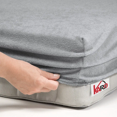 Prześcieradło frotte z gumką KARO - szary