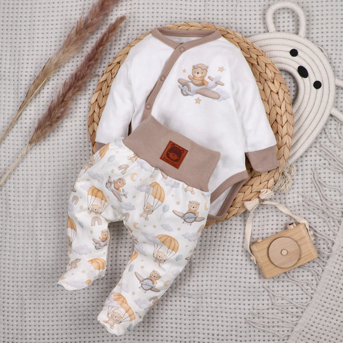 Body niemowlęce kopertowe Nini Sky Journey ecru | 100% bawełna organiczna