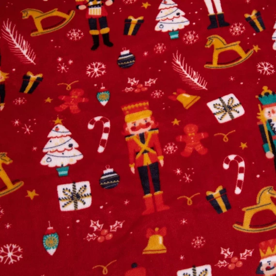 Merry Cozy Pościel pluszowa świąteczna czerwona miś Spod Igły i Nitki– mikrofibra 100%, 210 g/m²