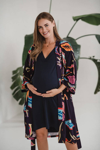 Szlafrok bambusowy Tropical Milk&Love navy 