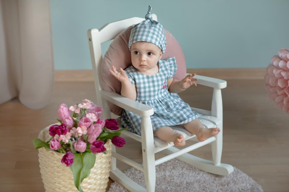 Chustka niemowlęca Sweet Cherry Pinokio - zielony kratka