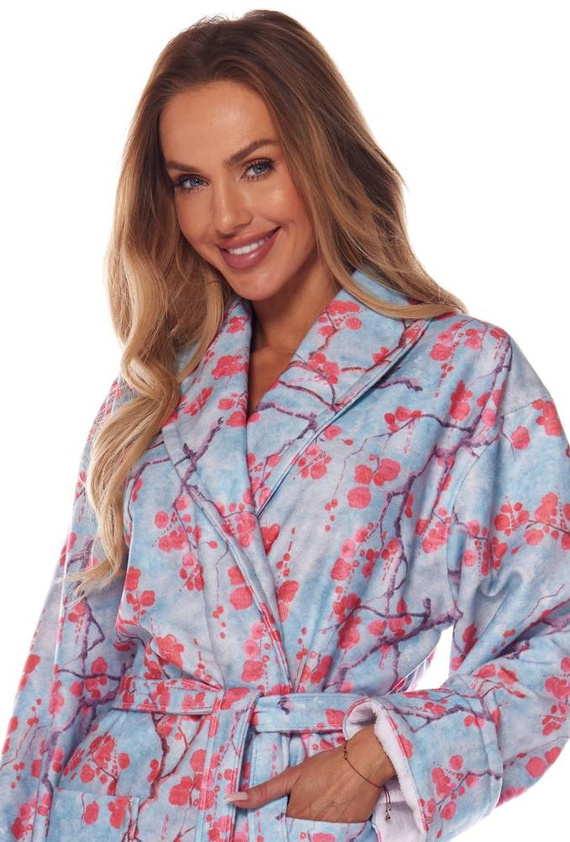 Długi Szlafrok Damski Fida 2216 L&L -niebieski