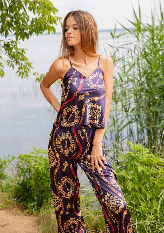 Piżama Damska Satynowa DKaren - DK-KI 14 czarny