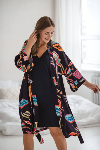 Szlafrok bambusowy Tropical Milk&Love navy 