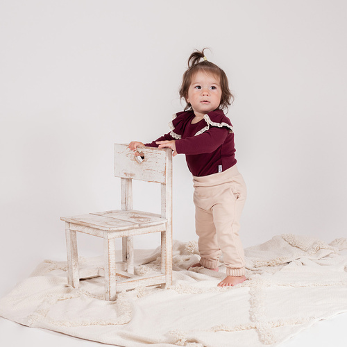 Body niemowlęce Nicol Alisa 217098 – dł. rękaw, falbanki, burgund