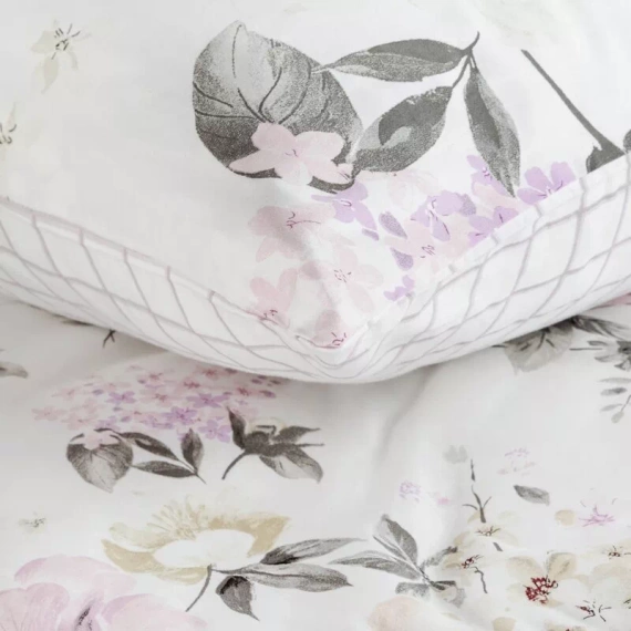 Pościel satynowa Spring 31 Kwiaty Eurofirany biały/fioletowy