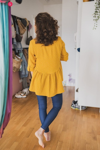 Tunika z muślinu organicznego Mother Nature Milk&Love indygo w kropki