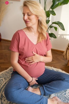 Bluzka ciążowa i do karmienia z krótkim rękawem Two Ways Milk&Love dusty cedar