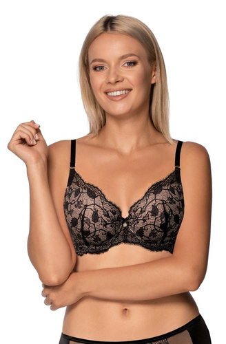 Biustonosz push-up Victoria Nipplex- czarny beżowy