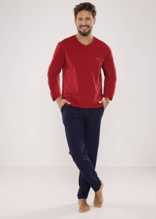 Piżama Męska 683 Kevin De Lafense - bordo- granat