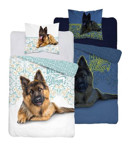 Pościel bawełniana świecąca w ciemności owczarek niemiecki 4023 A Fluo 133 Detexpol  