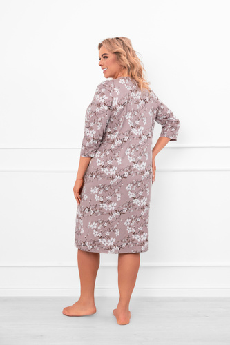 Koszula nocna Oszima z bawełny klasyczna 3/4 rękaw z kontrastowym nadrukiem Italian Fashion