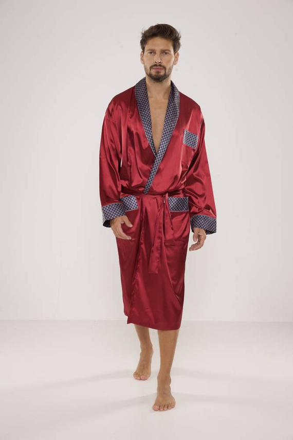 940 Satyna szlafrok męski Forex - bordo