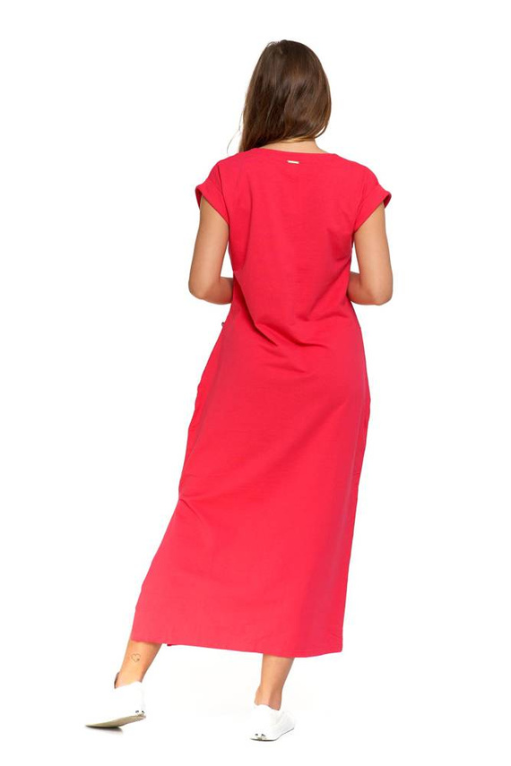 Sukienka damska z rozcięciem MDW4200-001 Moraj - malinowy