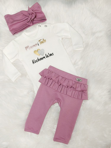 Body z długim rękawem "Mamo i Tato Kocham Was" Bambarillo - ecru