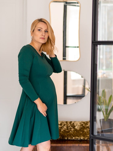 Sukienka do karmienia Mama Milk&Love butelkowa zieleń