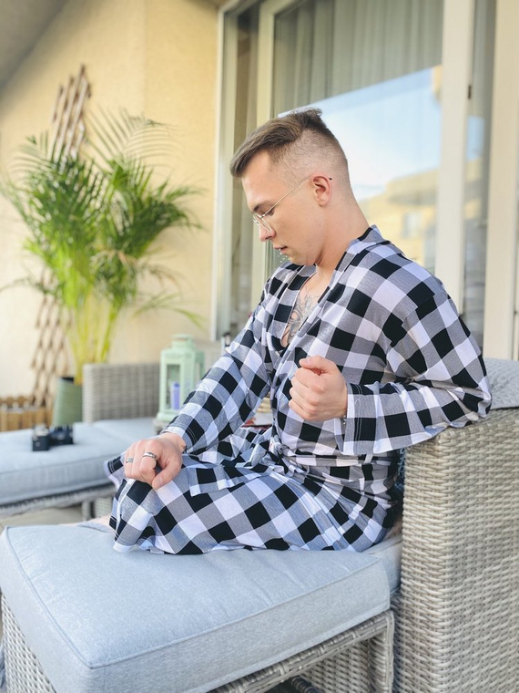 338 Krata Szlafrok męski/ damski De Lafense - czarny/biały