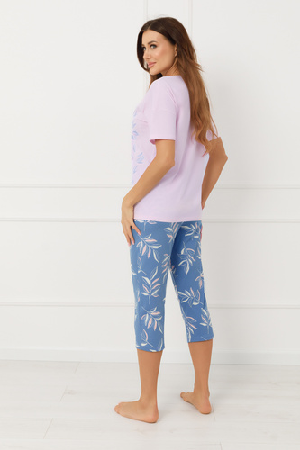 Bawełniana piżama damska ERULA Italian Fashion krótki rękaw 3/4- rózowa