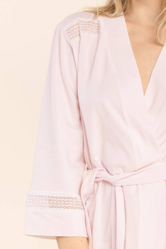 Szlafrok damski z koronką 48 Bonamera różowy