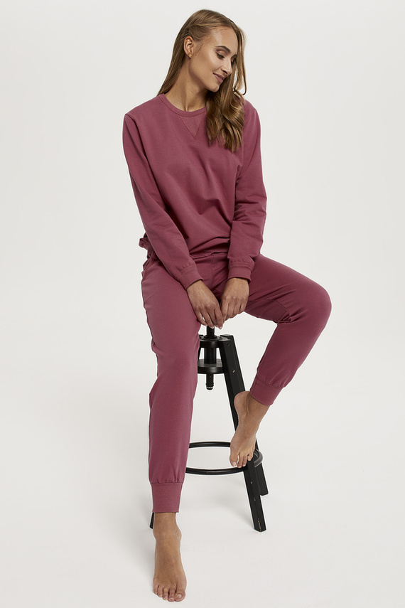 Komplet Damski dł. rękaw, dł. spodnie Panama Italian Fashion, - malinowy