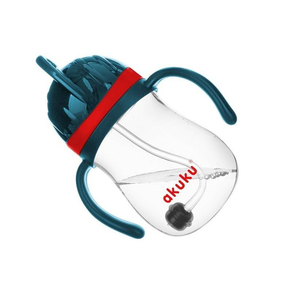 Bidon ze słomką i odważnikiem ALA0164 Akuku czerwony/granat