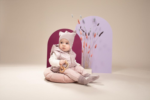 Czapka niemowlęca wiązana Happiness Pinokio - szary 