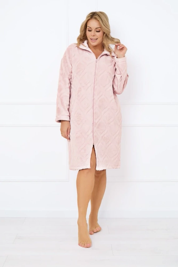 Szlafrok damski na zamek Arena Italian Fashion - pudrowy róż