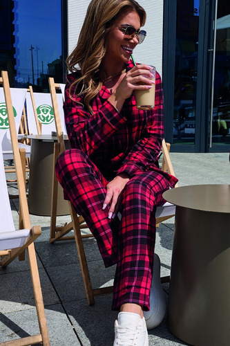 Piżama damska rozpinana 482/408 Kaya  Cornette czerwony