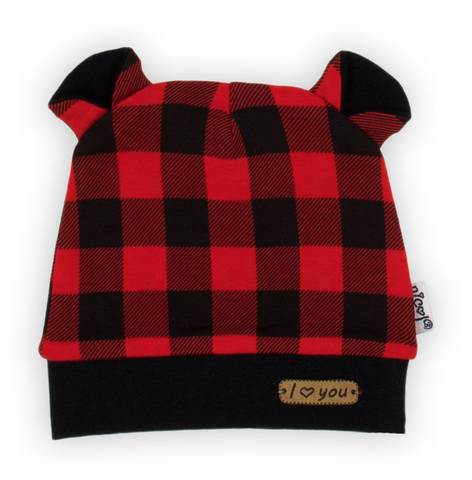 163526 Magia Świąt Czapeczka Nicol - kratka: czarny, czerwony