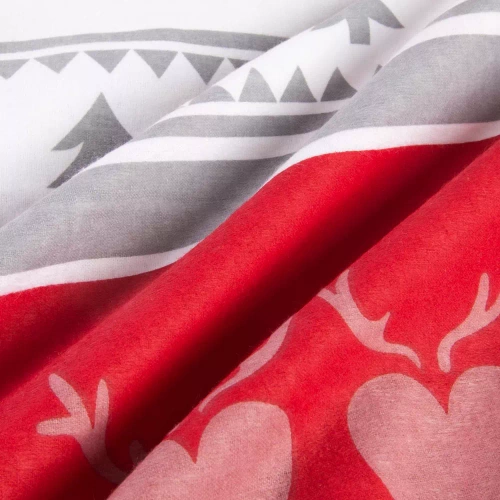 31516/1 Darymex Flanelove szara czerwona– świąteczna pościel flanelowa, komplet bawełniany, ciepła i przytulna