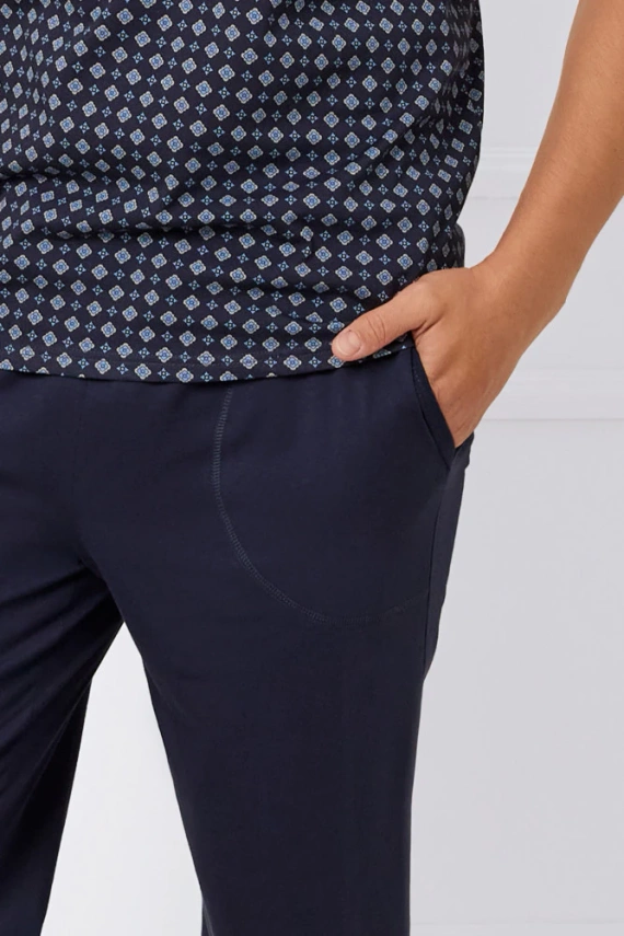 Piżama Męska krótki rękaw, 3/4 spodnie Gerard Italian Fashion - druk/granatowy
