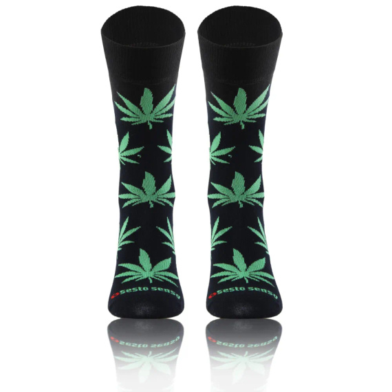 Liść Skarpety długie finest cotton dwie różne Sesto Senso granat-zielony