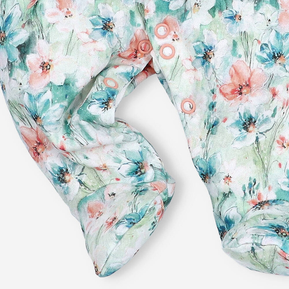 Pajacyk z bawełny organicznej Flowers Nini druk