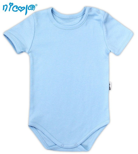 009 11 Body niemowlęce z krótkim rękawem "Basic" Nicol - niebieski