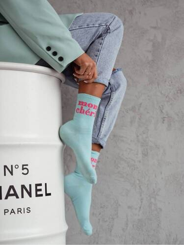 0200-150 Mon Cheri Skarpety damskie Milena -niebieski