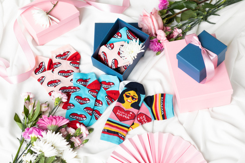 Skarpety damskie K89S Super Mama Italian Fashion - granat/kolory