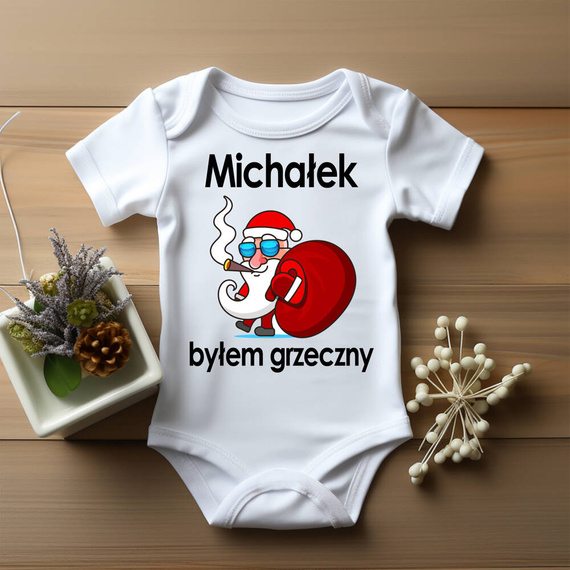 Body długi rękaw "Byłem grzeczny z imieniem" Moocha biały