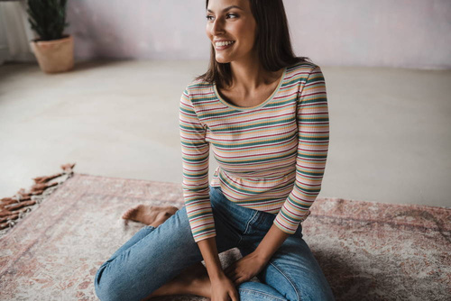 Bluzka do karmienia i ciążowa Milk Shirt Milk&Love w prążek zielony 