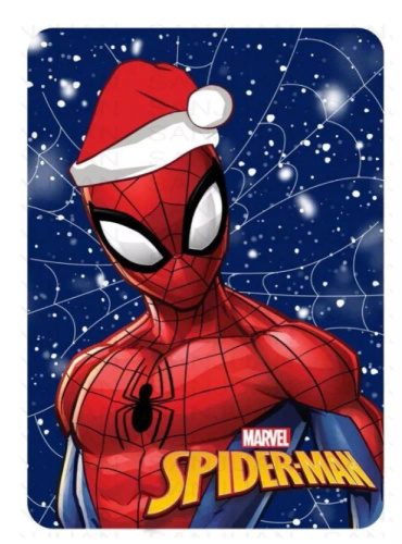 Spider-Man Faro 4304 – koc polarowy granatowy, świąteczny wzór, 220 g/m²