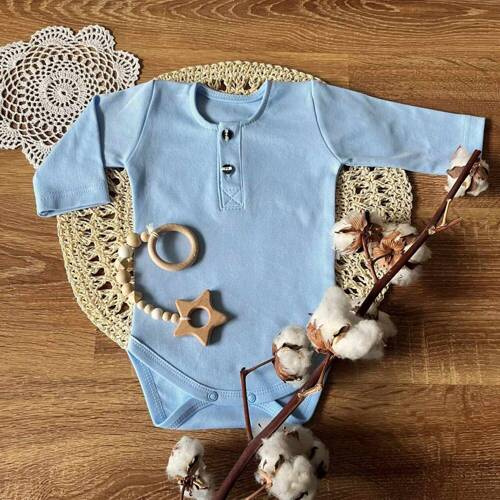 Body polo z długim rękawem BP008 Mamatti - niebieski