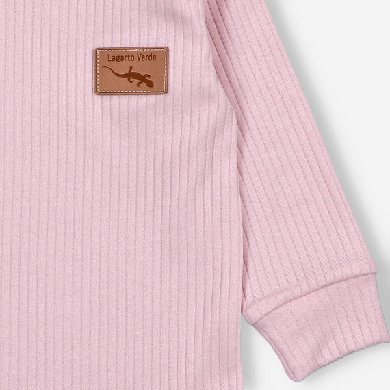 Dzianina prążkowana Body Lagarto Verde - różowy