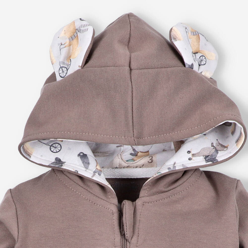 Bluza dresowa na zamek z bawełny organicznej Cute Cars Nini pomarańczowy 