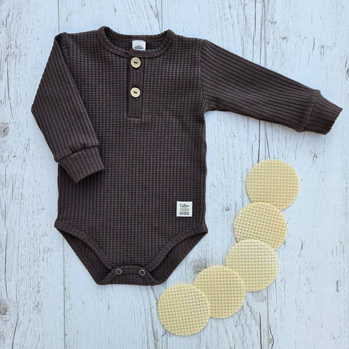 Body polo z długim rękawem "Natural Waffel " Makoma mocha 