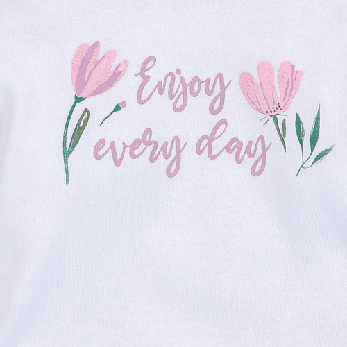 Body z bawełny organicznej Pink Flowers Nini biały