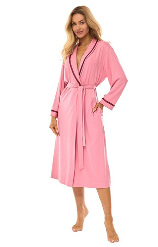 Elegancki szlafrok wiskozowy damski 2506 L&L różowy- komfort i styl