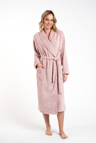 Szlafrok damski Morena Italian Fashion - pudrowy róż