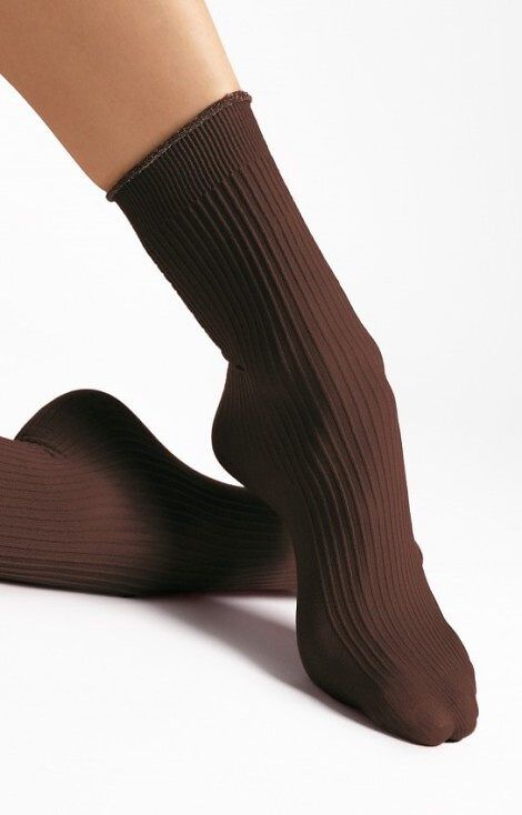 G 1195 Sassy Skarpetki damskie Fiore 40 den chocolate – prążkowane, z połyskiem